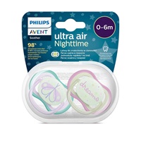 Dojčenský cumlík Ultra air Night Avent 0-6 mesiacov - 2 ks dievča