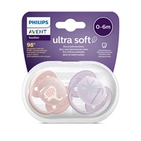 Dojčenský cumlík Ultrasoft Premium Avent zvieratká 0-6 miesacov 2 ks dievča
