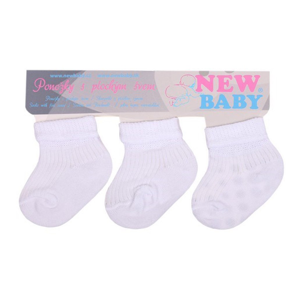 Dojčenské pruhované ponožky New Baby biele  - 3ks Biela 56 (0-3m)