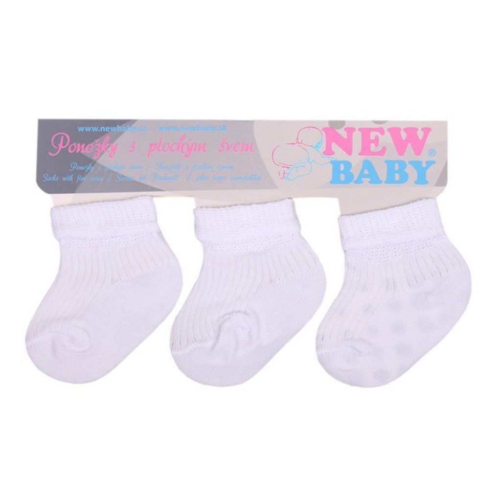 Dojčenské pruhované ponožky New Baby biele  - 3ks (3-6m)