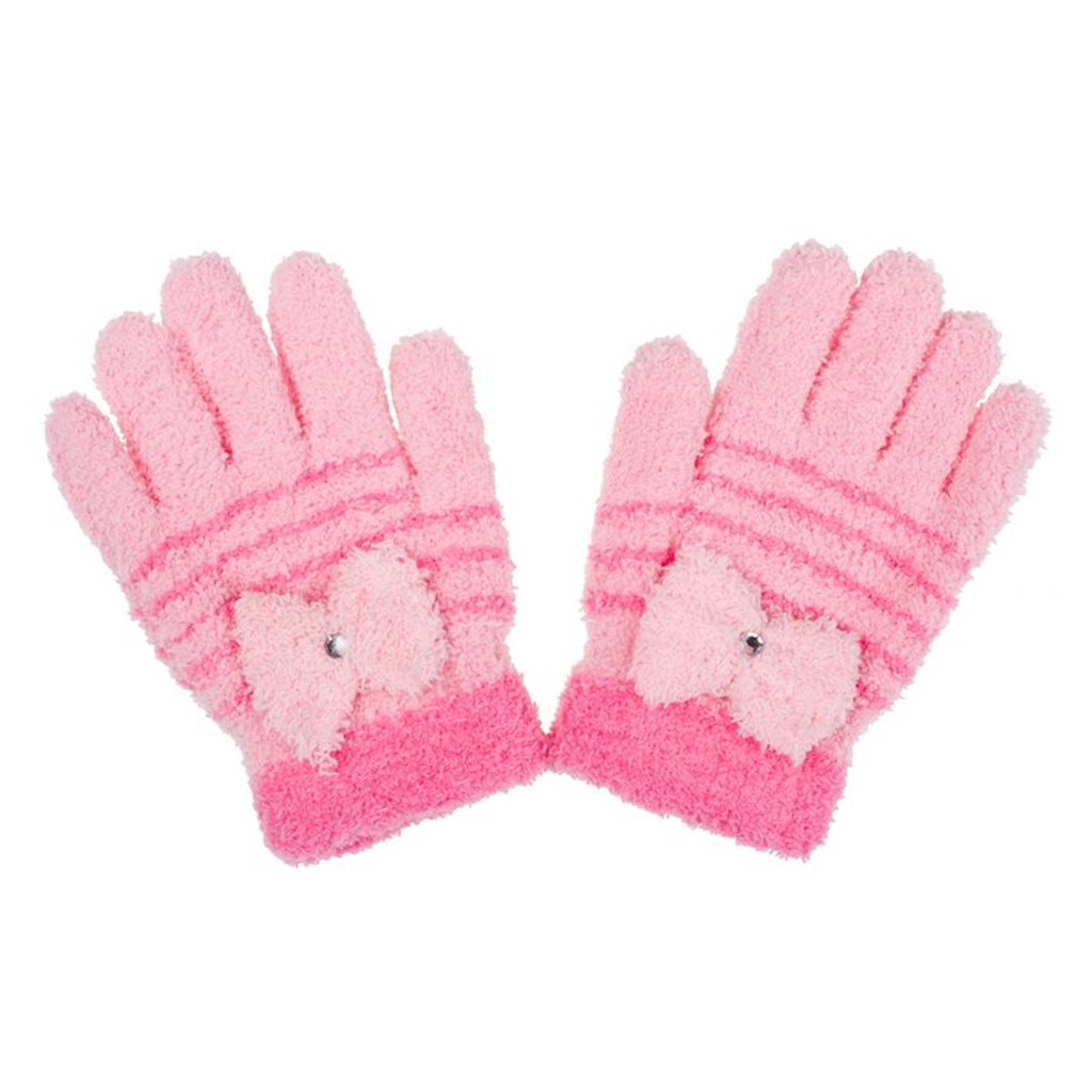 Detské zimné froté rukavičky New Baby svetlo ružové 110 (4-5r)