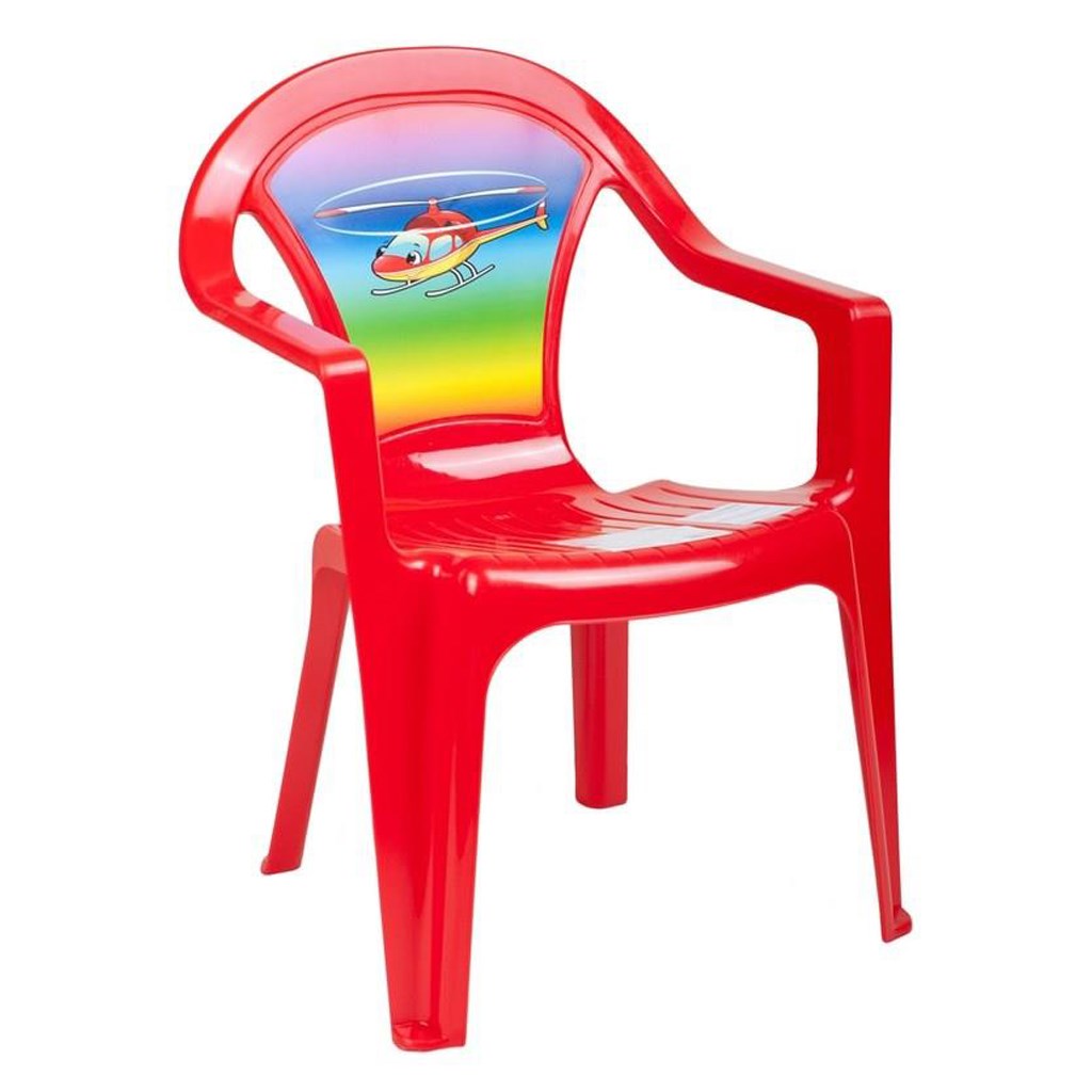 Detský záhradný nábytok - Plastová stolička červená vrtulník