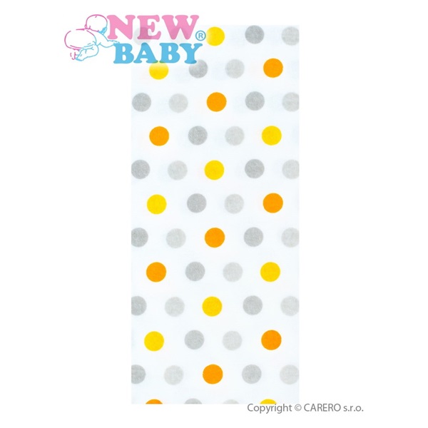 Flanelová plienka s potlačou New Baby biela s farebnými bodkami