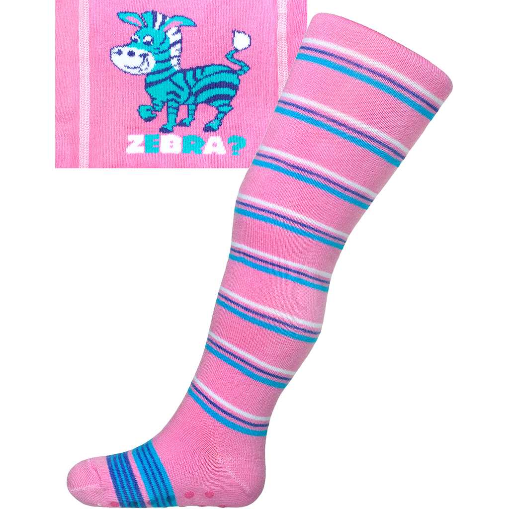 Bavlnené pančucháčky New Baby s ABS ružové zebra s pruhmi-104 (3-4r)