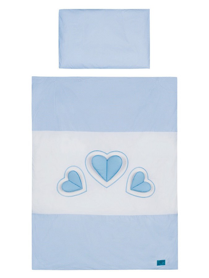 5-dielne posteľné obliečky Belisima Tri srdcia 100/135 bielo-modré Modrá