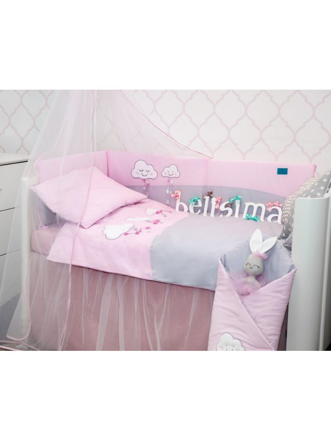 5-dielne posteľné obliečky Belisima Obláčiky 100/135 rúžové Ružová