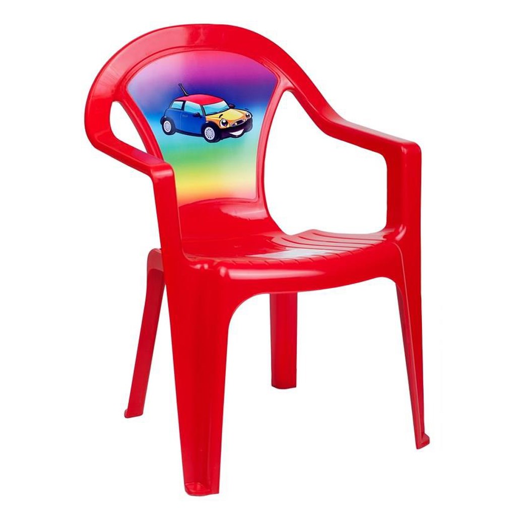 Detský záhradný nábytok - Plastová stolička červená auto, Červená