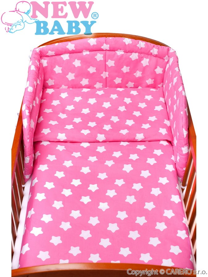 2-dielné posteľné obliečky New Baby 90/120 cm ružové s hviezdičkami