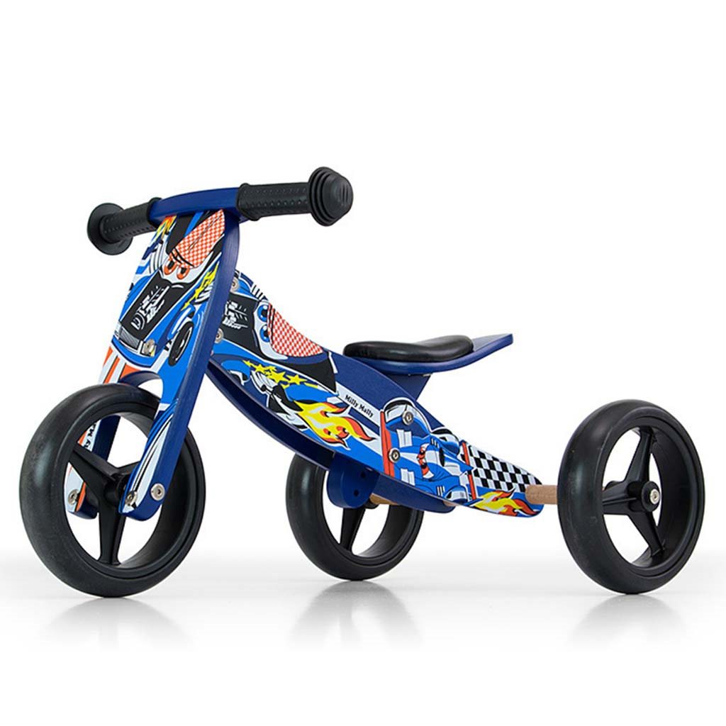 Detské multifunkčné odrážadlo bicykel 2v1 Milly Mally JAKE Blue Cars, Modrá