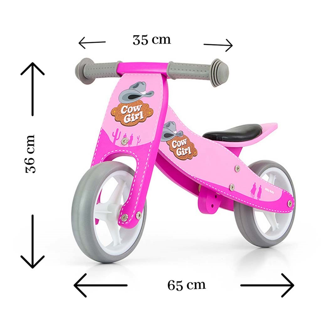 Detské multifunkčné odrážadlo bicykel Milly Mally JAKE pink Cowgirl