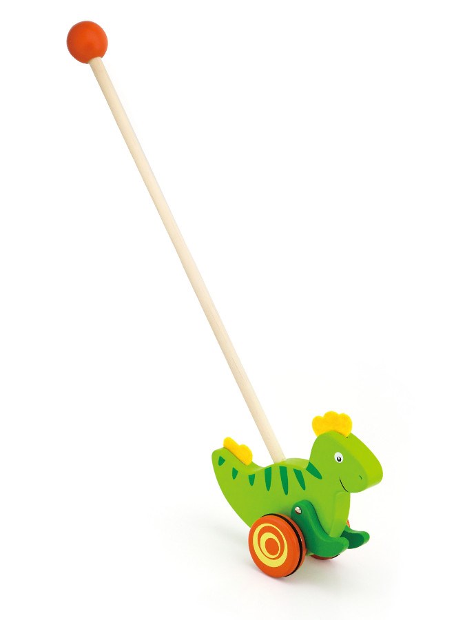 Drevená jazdiaca hračka Viga dinosaurus Zelená