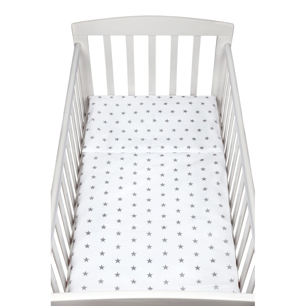 2-dielne posteľné obliečky New Baby 90/120 cm sivé hviezdičky, Biela
