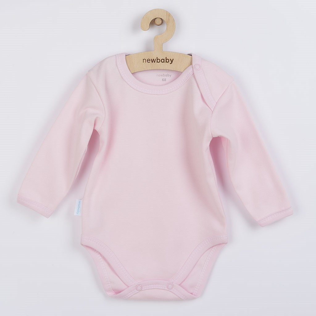 Dojčenské bavlnené body s dlhým rukávom Pastel ružové 56