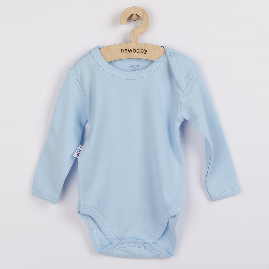 Dojčenské bavlnené body s dlhým rukávom New Baby Pastel modré 56