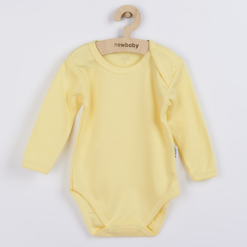 Dojčenské bavlnené body s dlhým rukávom Pastel žlté 56