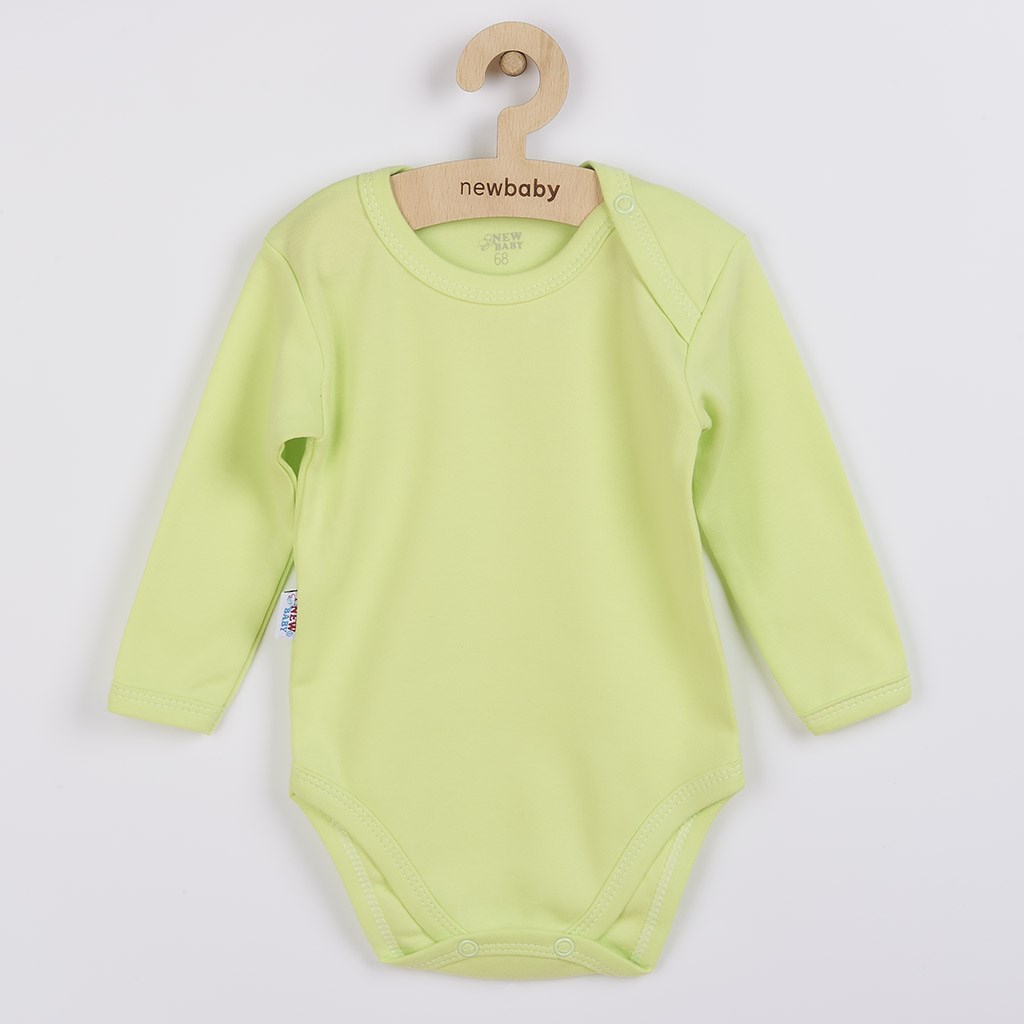 Dojčenské bavlnené body s dlhým rukávom Pastel zelené 86