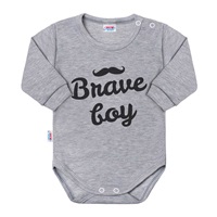 Dojčenské body s dlhým rukávom New Baby Brave boy sivé