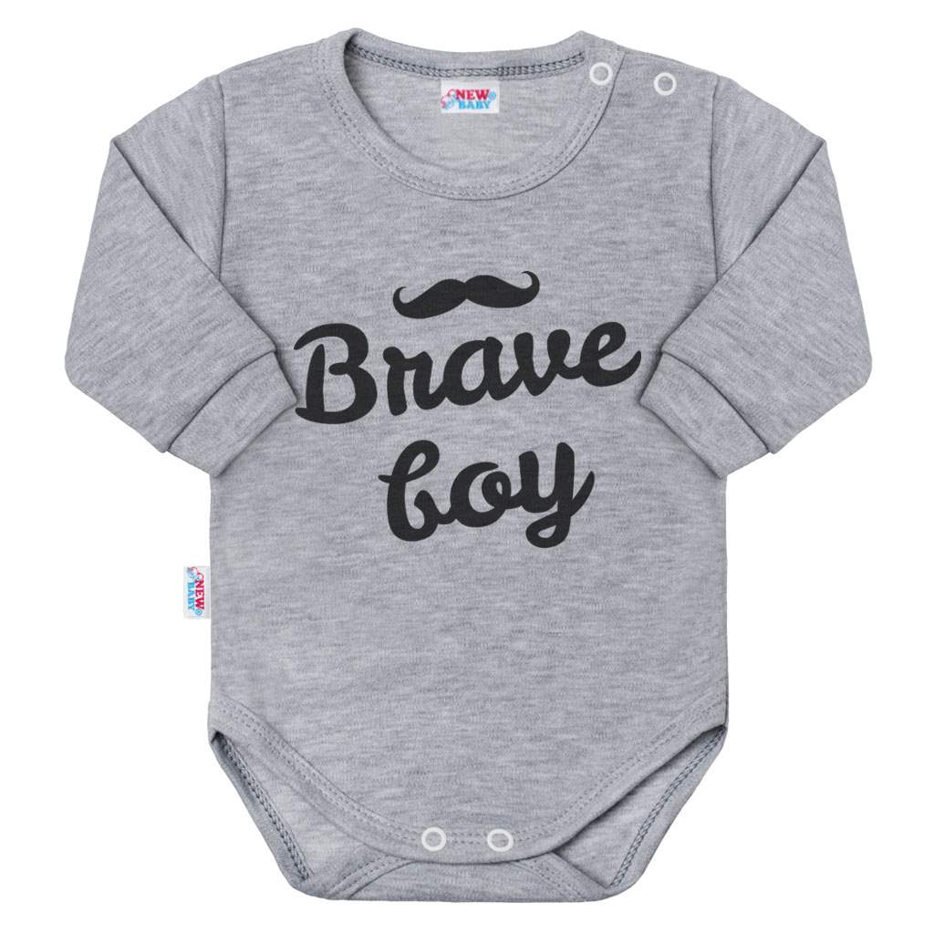 Dojčenské body s dlhým rukávom New Baby Brave boy sivé