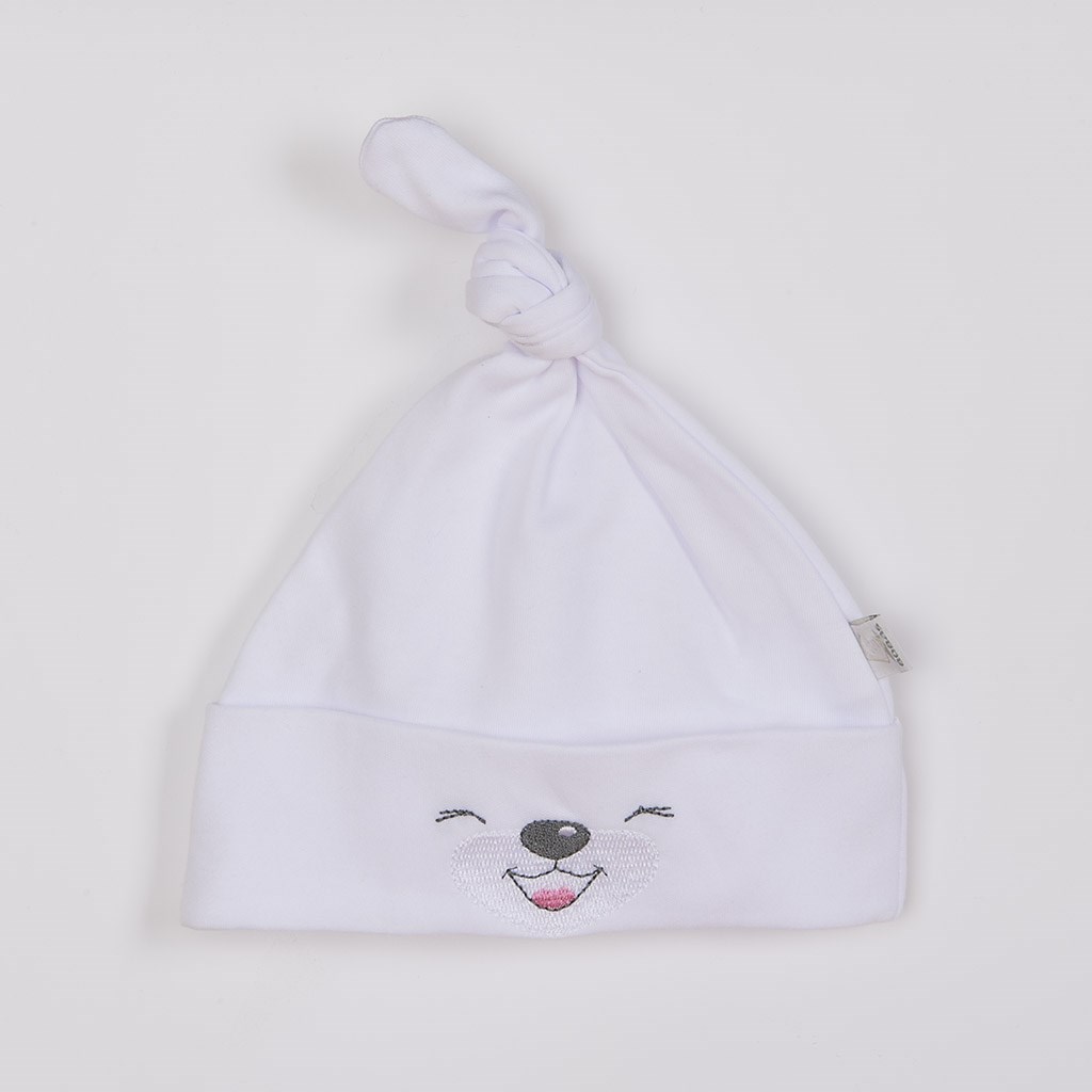 Bavlnená dojčenská čiapočka Bobas Fashion Lucky biela