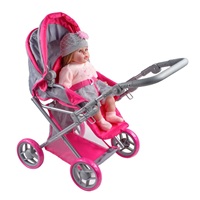 Multifunkčný kočík pre bábiky Baby Mix Elsa sivo-ružový