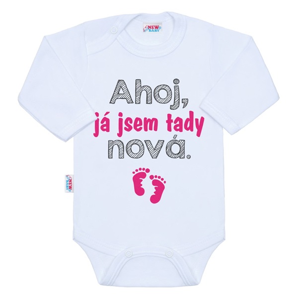 Body s potlačou New Baby Ahoj, já jsem tady nová.