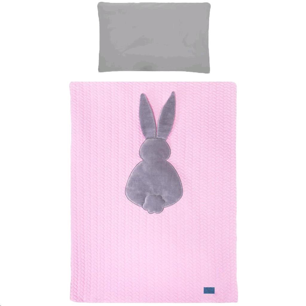 5-dielne posteľné obliečky Belisima Králiček 100/135 ružovo-sivé