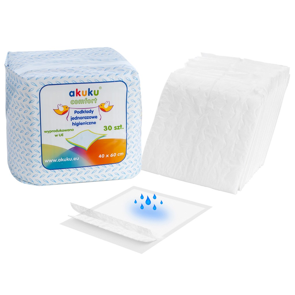 Jednorazové hygienické podložky Akuku 40x60 - 30 ks Biela