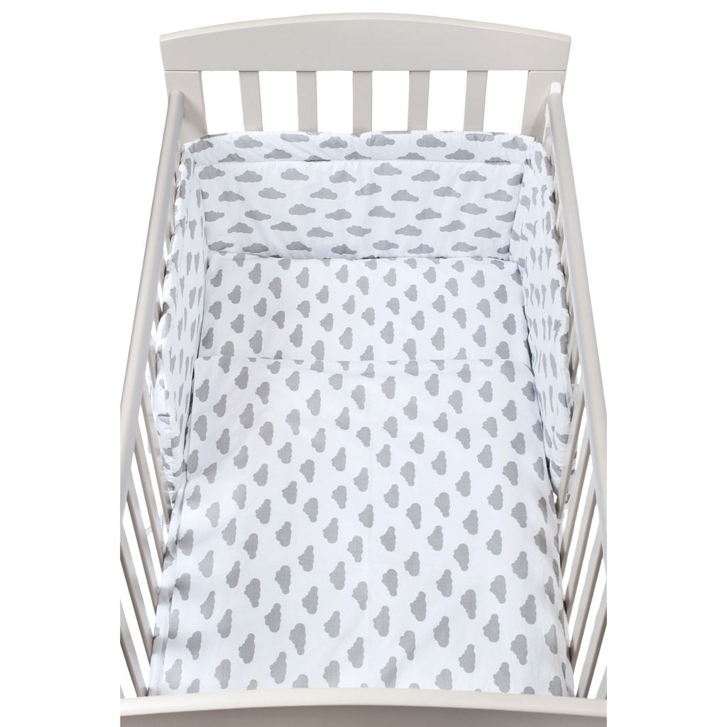 2-dielné posteľné obliečky New Baby 90/120 cm obláčiky sivé