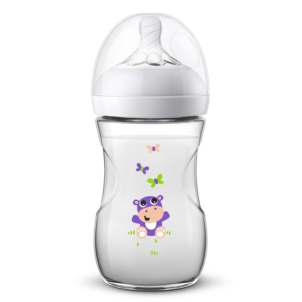 Dojčenská fľaša Avent Natural 260 ml biela hroch Biela