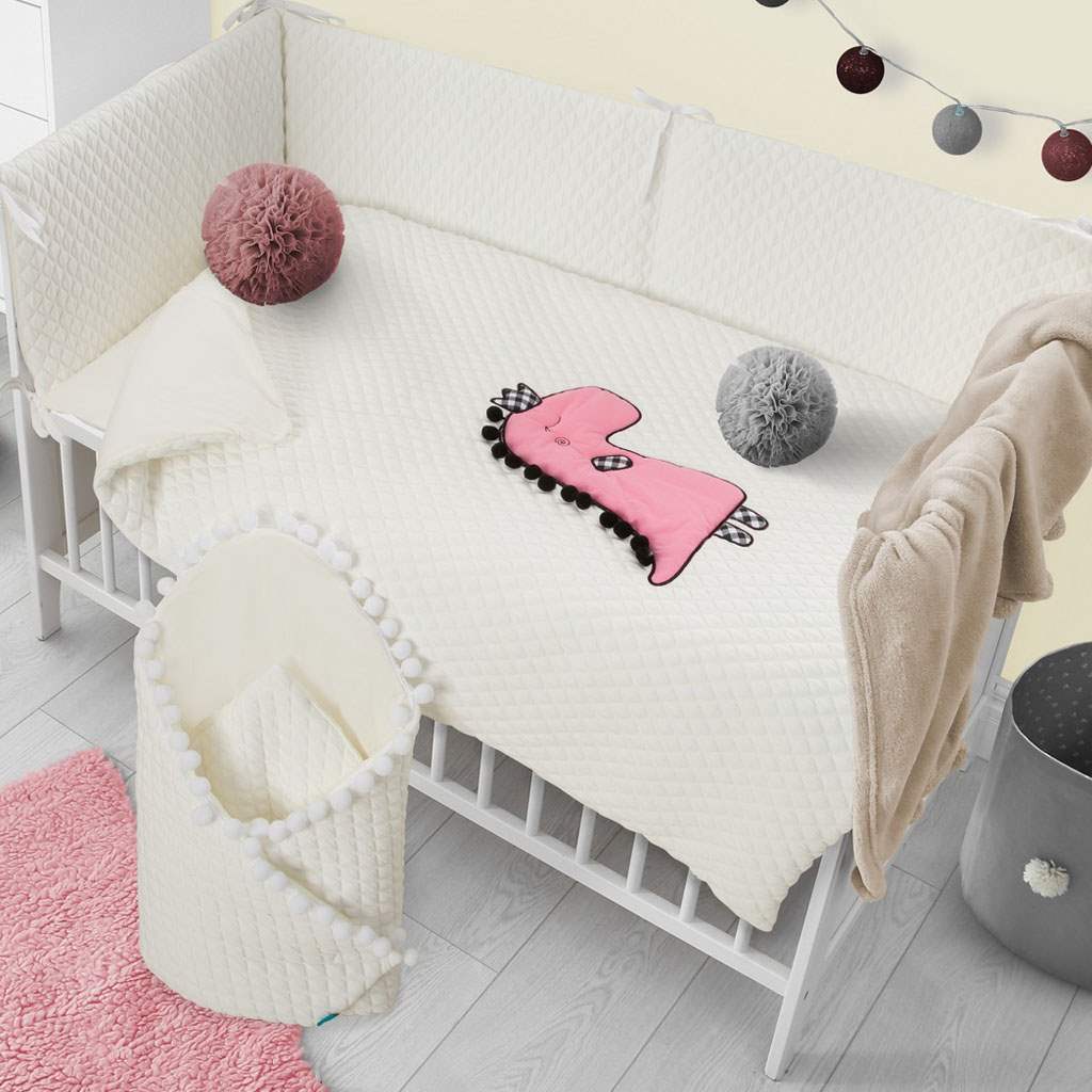 6-dielne posteľné obliečky Belisima Dino 3D 90/120 smotanovo-ružové
