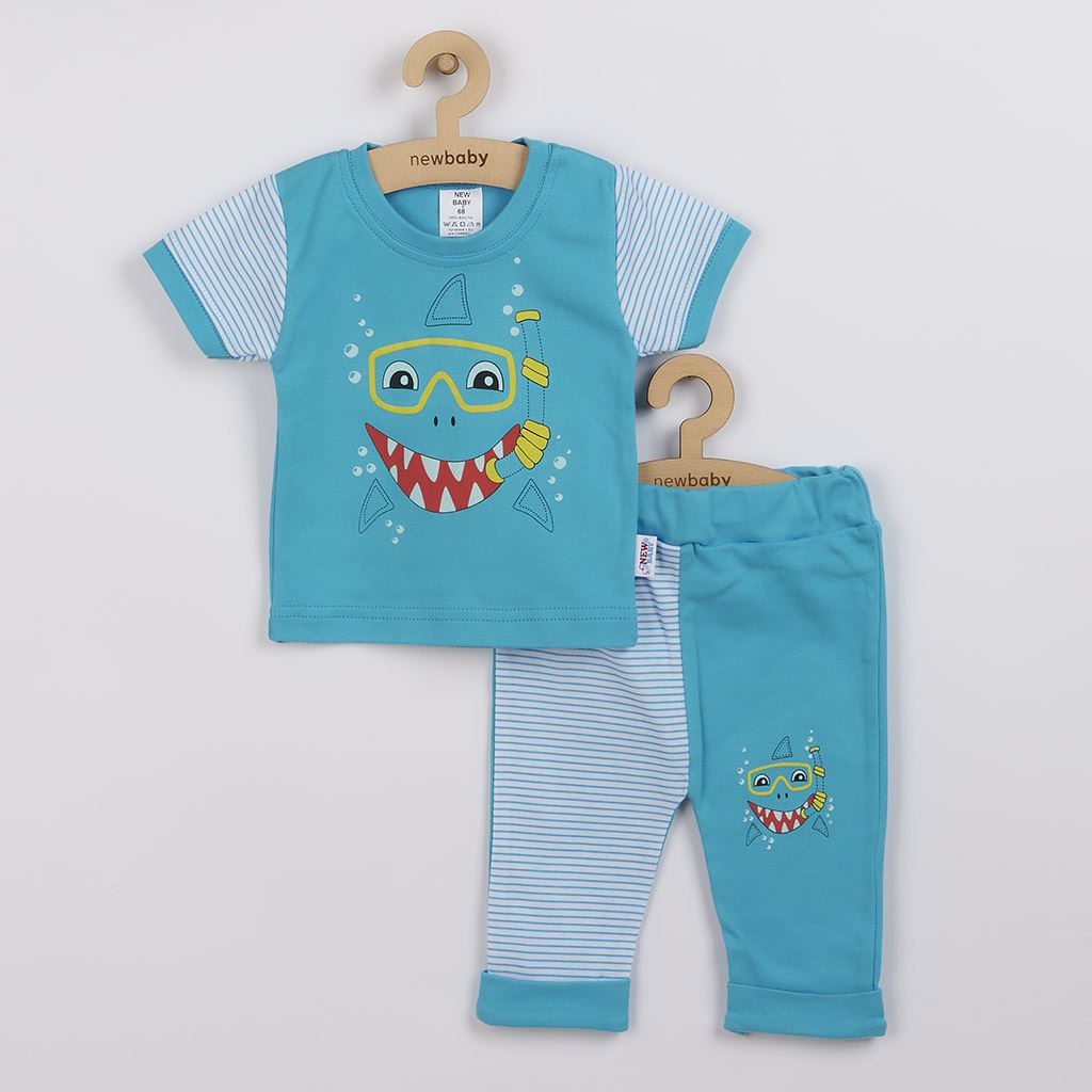 Dojčenské tričko s krátkym rukávom a tepláčky New Baby Shark-62 (3-6m)