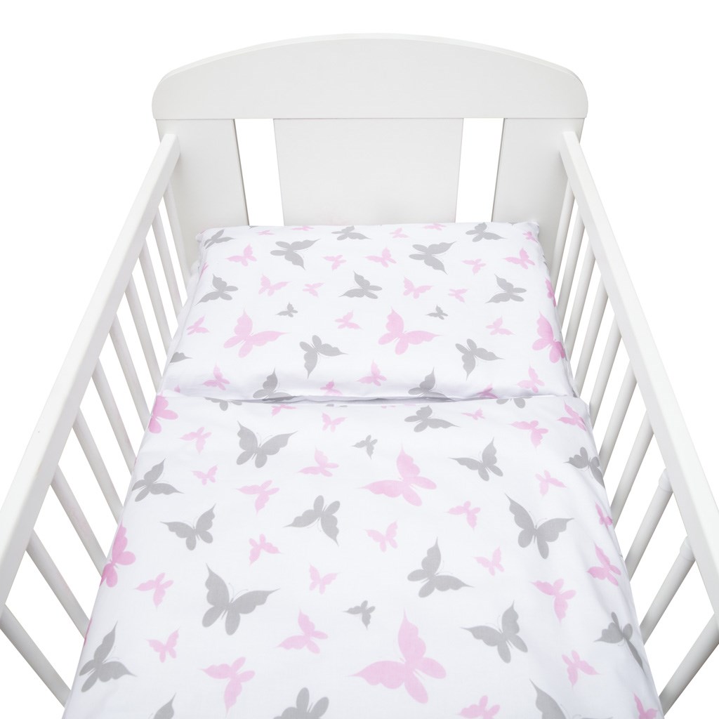 2-dielne posteľné obliečky New Baby 90/120 cm biele motýle, Biela