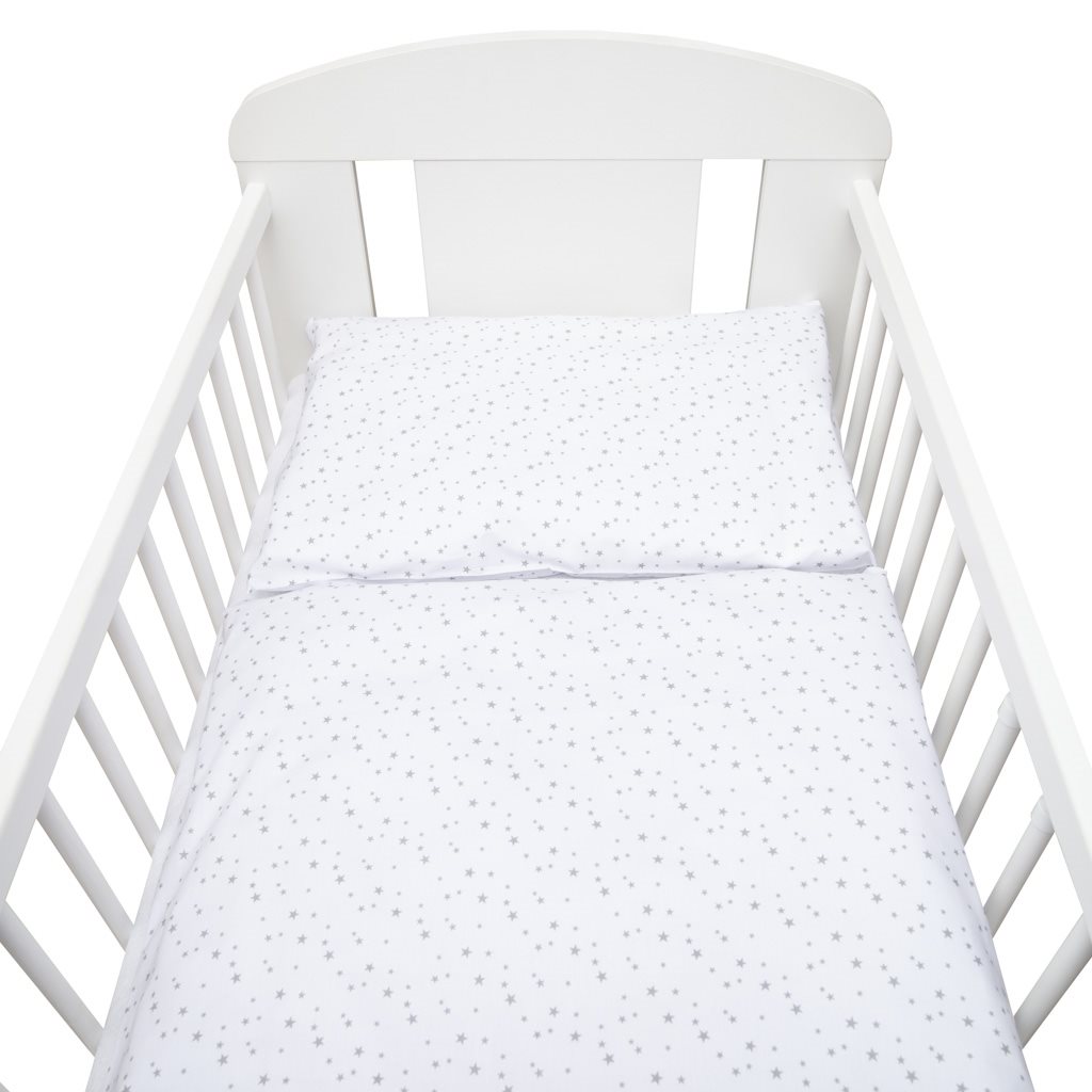 2-dielne posteľné obliečky New Baby 90/120 cm biele sivé hviezdičky, Biela