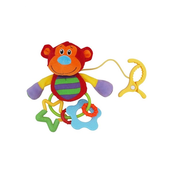 Plyšová hračka s hrkálkou Baby Mix opička s klipom