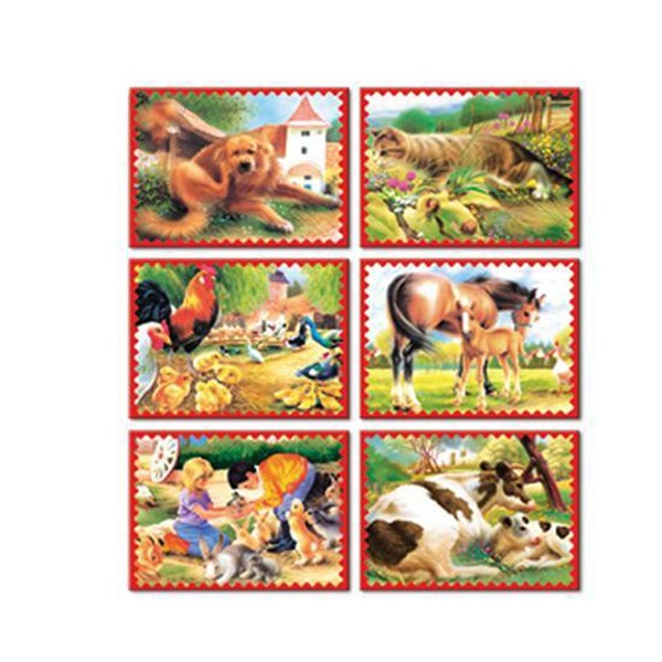 Skladacie obrázkové kocky 12 ks zvieratká z farmy