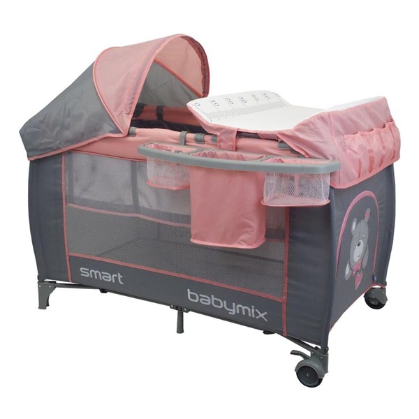 Detská cestovná postieľka s polohovaním Baby Mix De Lux Pink