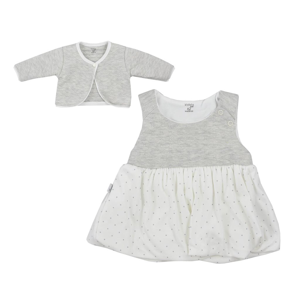 Dojčenské bavlnené šatôčky s bolerkom Koala Dots smotanové