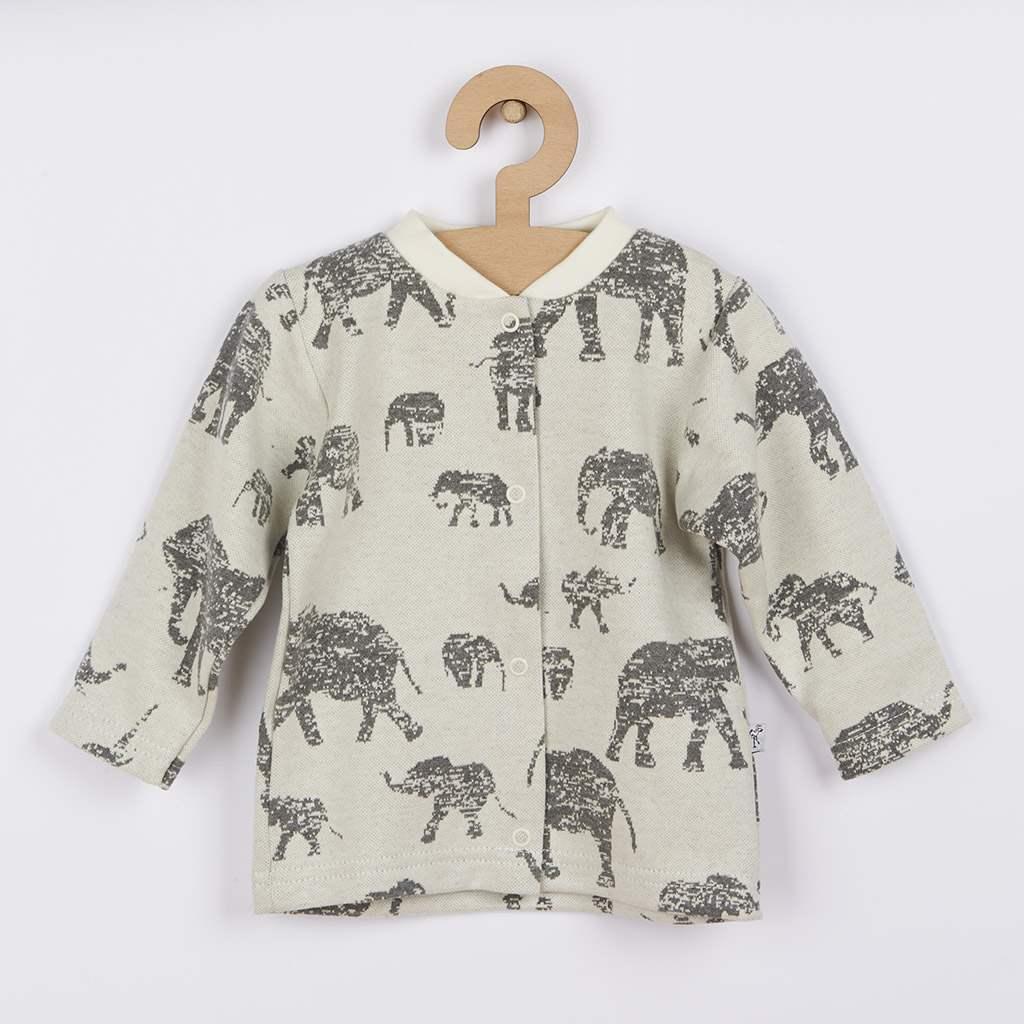 Dojčenský kabátik Baby Service Slony sivý-62 (3-6m)