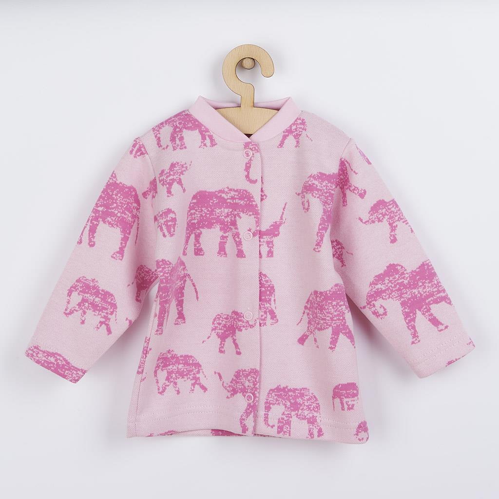 Dojčenský kabátik Baby Service Slony ružový-74 (6-9m)