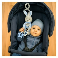 Edukačná hrajúca plyšová hračka s klipom Baby Mix králik modrý