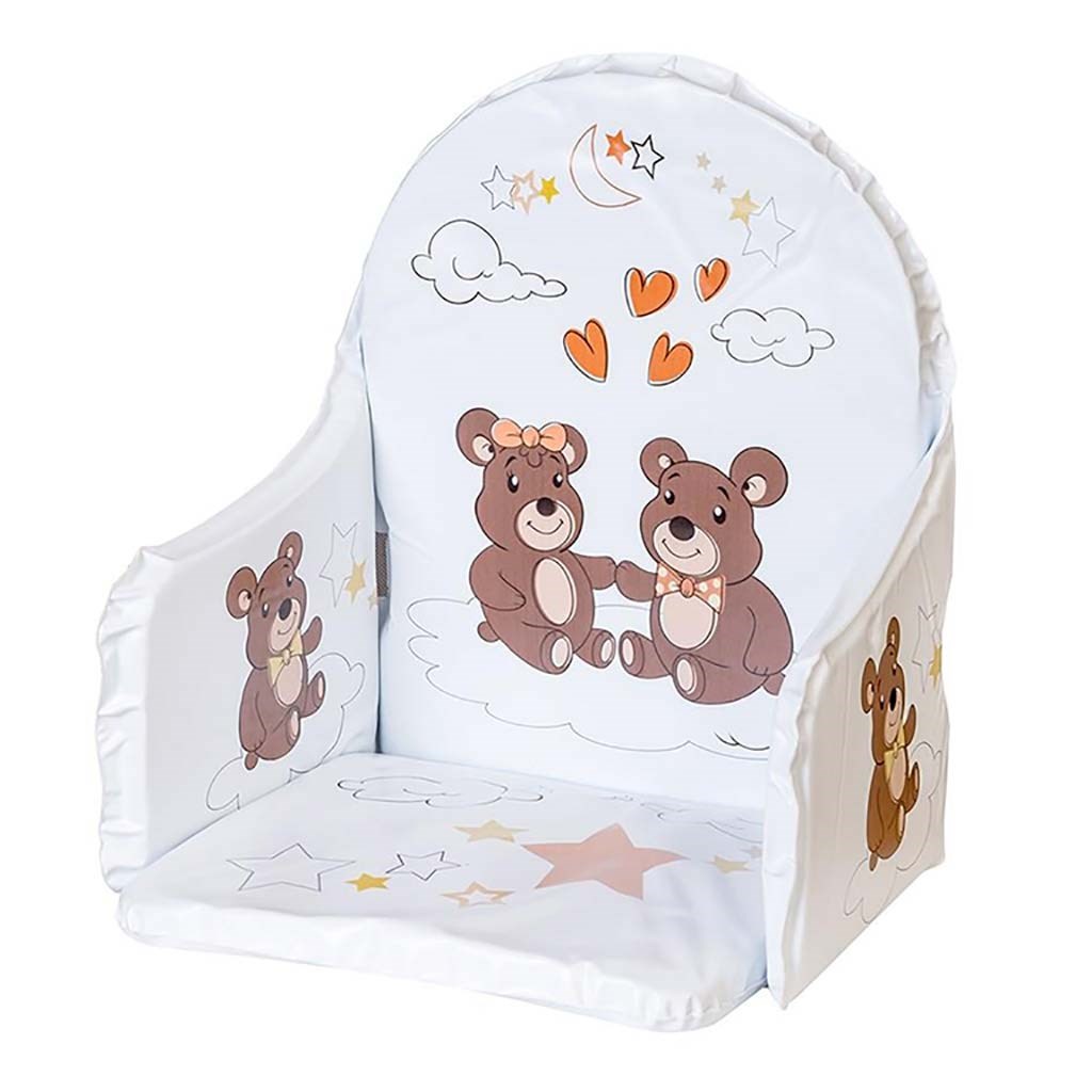 Vložka do drevených jedálenských stoličiek typu New Baby Victory biela medvedíkovia