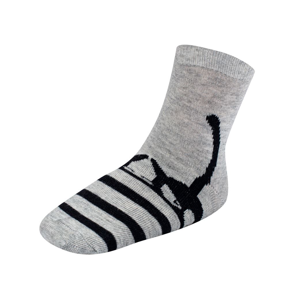 Detské bavlnené ponožky New Baby sivé veľká mačka 98 (2-3 r)