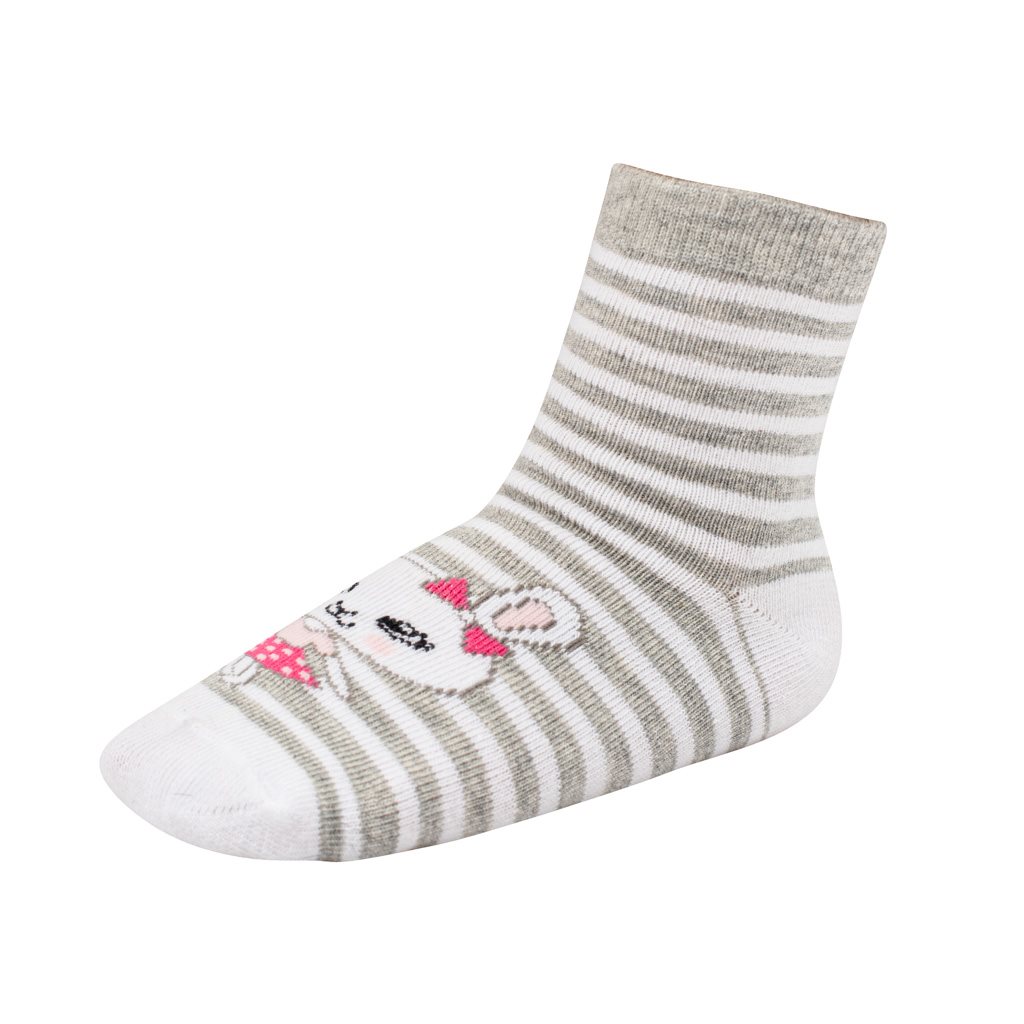 Detské bavlnené ponožky New Baby sivé pruhy králik 98 (2-3 r)