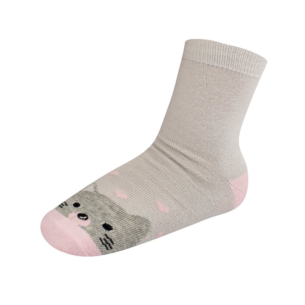 Detské bavlnené ponožky New Baby sivé mačka 98 (2-3 r)