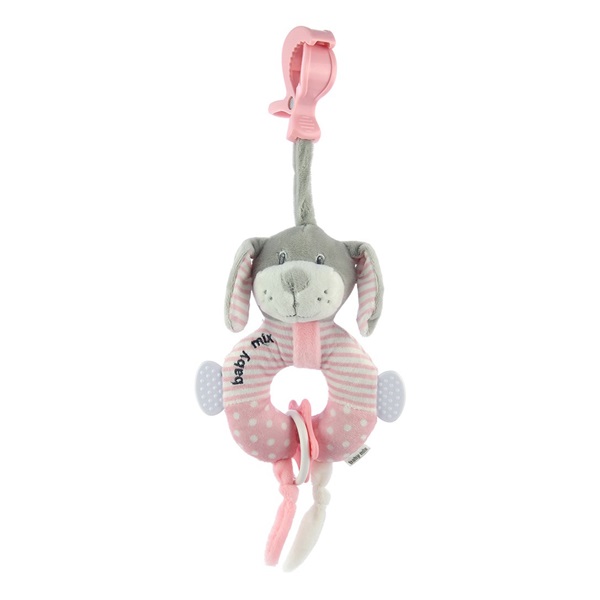 Edukačná plyšová hračka s klipom Baby Mix psík ružový
