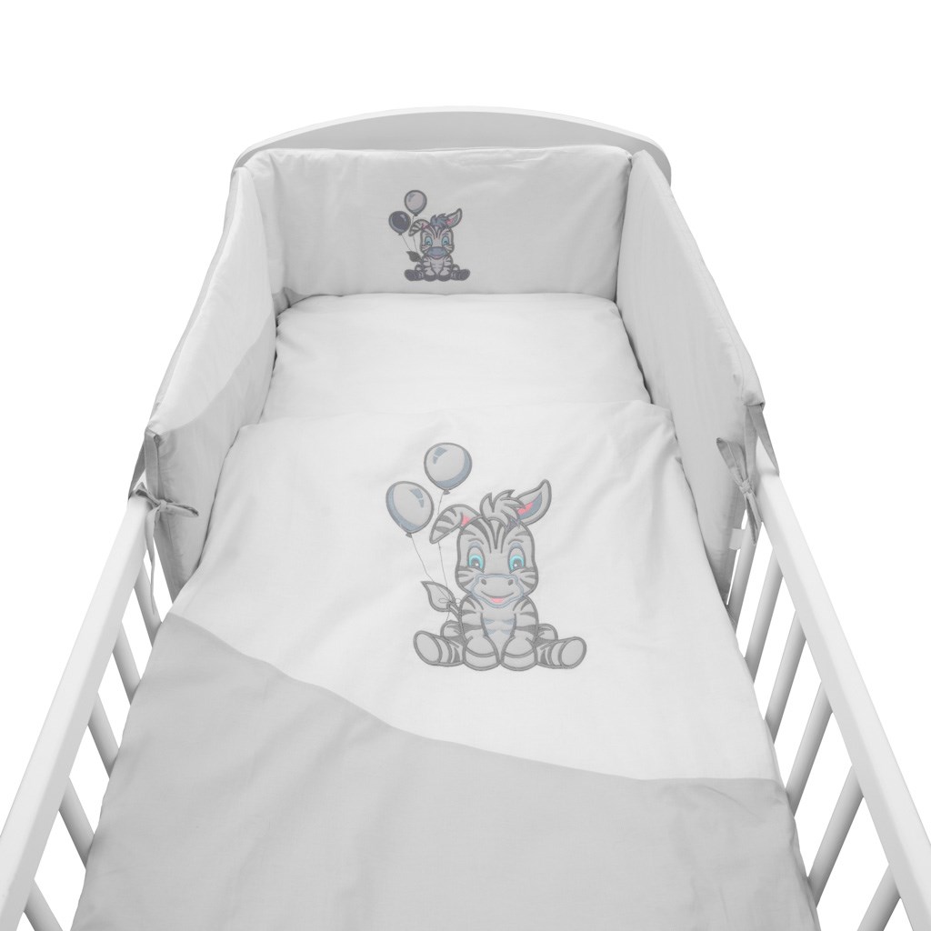 5-dielne posteľné obliečky New Baby Zebra exclusive 100/135 bielo-sivé