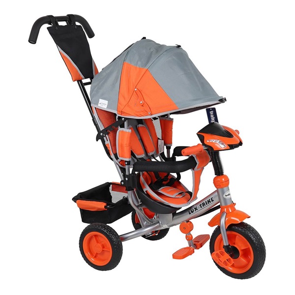 Detská trojkolka so svetlami Baby Mix Lux Trike sivo-oranžová