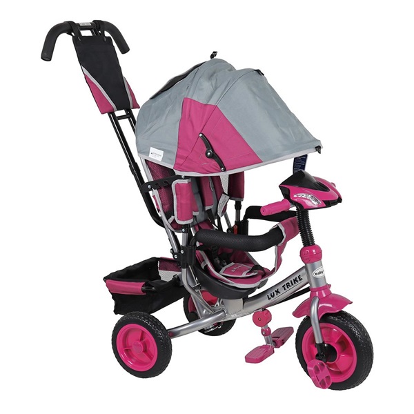 Detská trojkolka so svetlami Baby Mix Lux Trike sivo-ružová