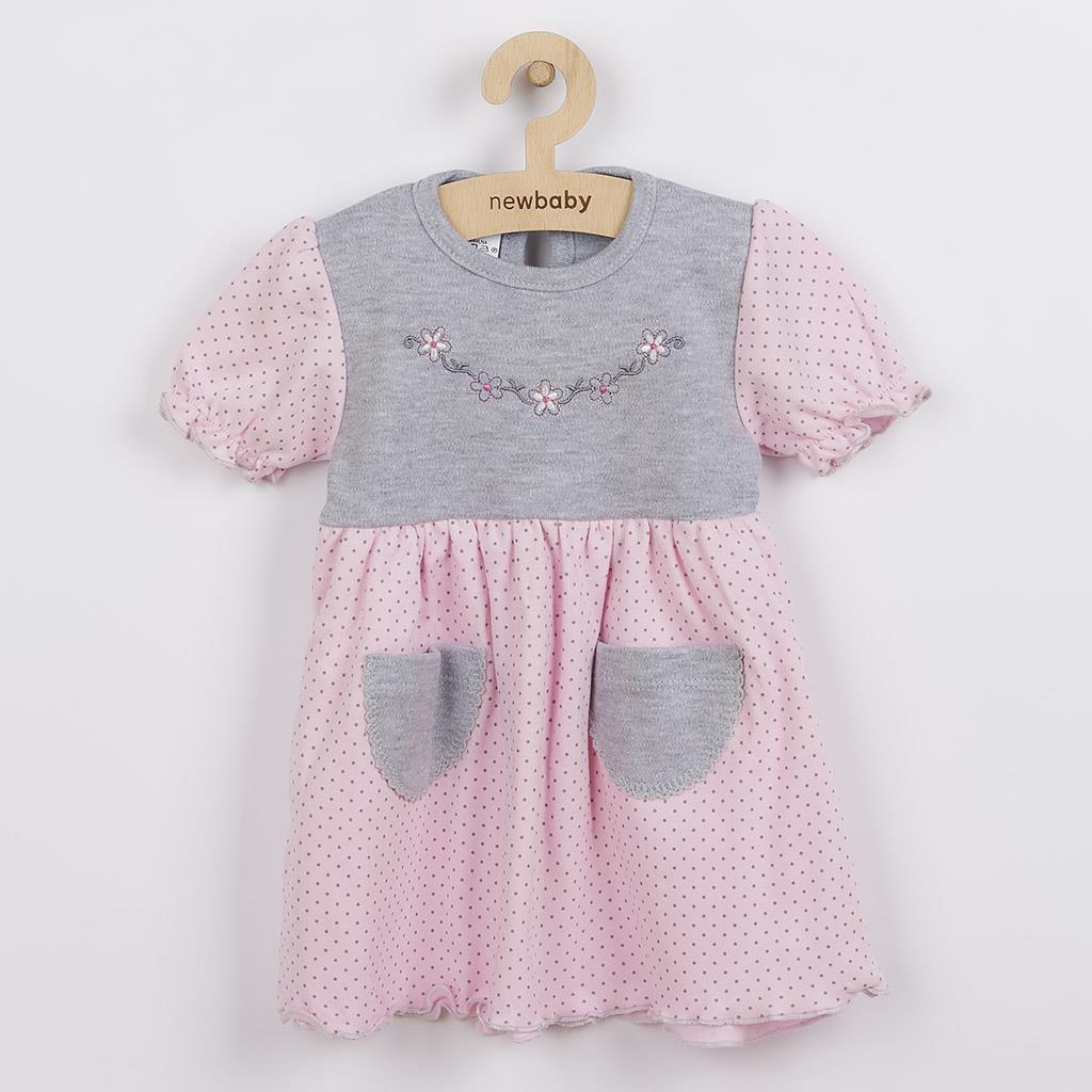 Dojčenské šatôčky s krátkym rukávom Summer dress ružovo-sivé 62