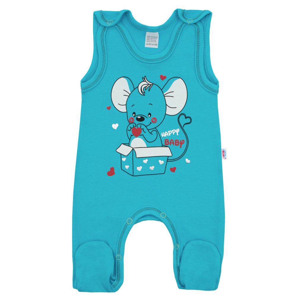 Dojčenské dupačky New Baby Mouse tyrkysové-56 (0-3m)